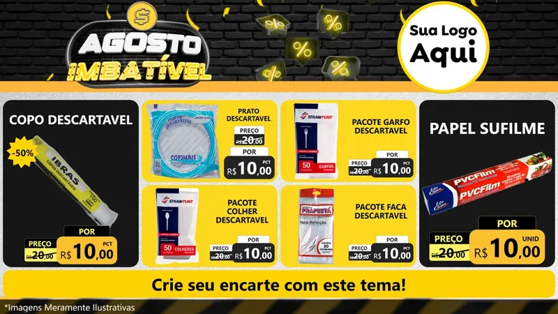 Modelo de TV para TV Horizontal com o tema Agosto Imbatível para Embalagens
