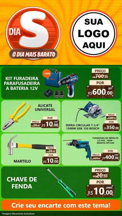 Modelo de TV para TV Vertical com o tema Dia S - O Dia Mais Barato para Maquinas e Ferramentas