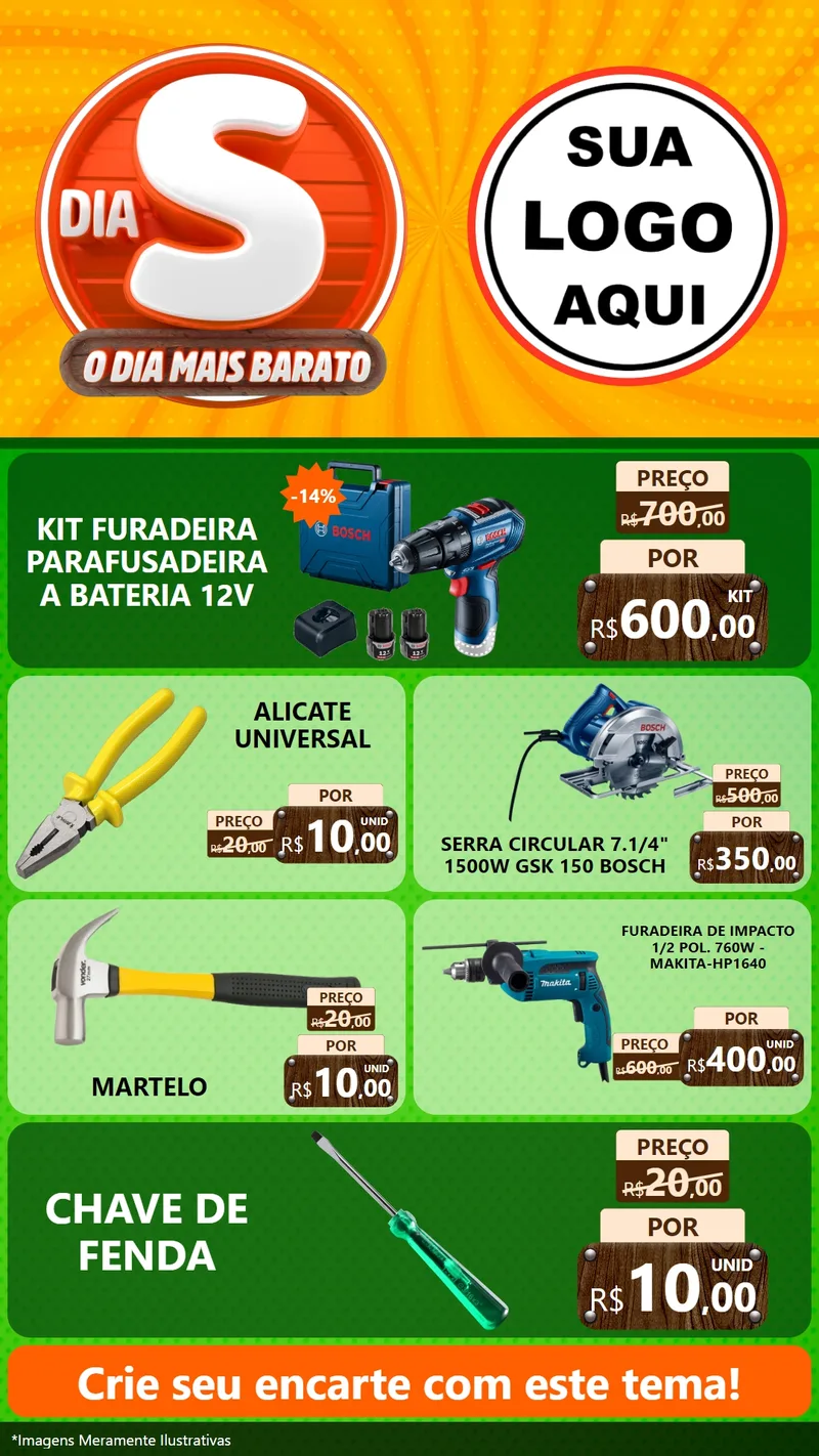 Modelo de TV para TV Vertical com o tema Dia S - O Dia Mais Barato para Maquinas e Ferramentas