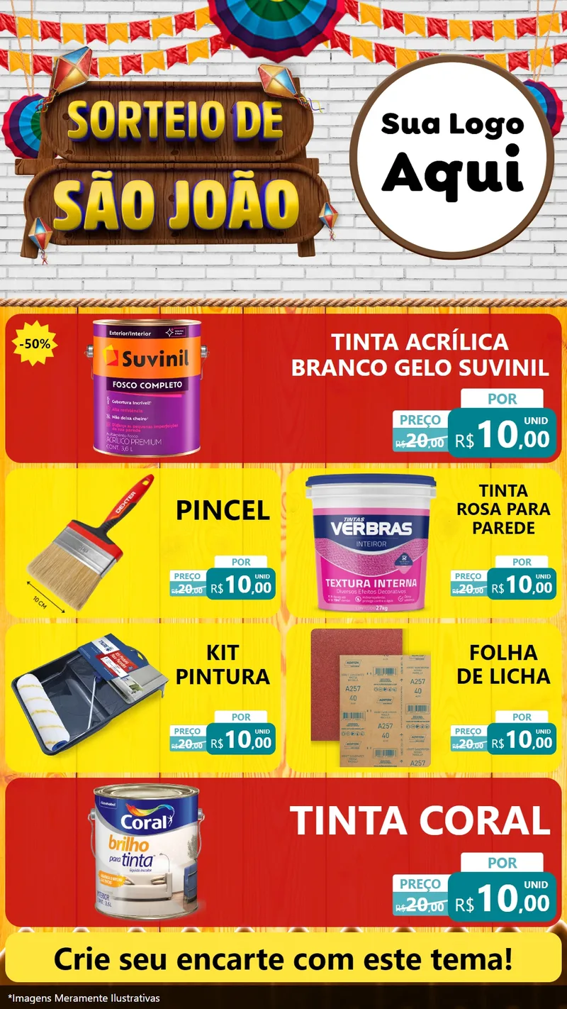 Modelo de TV para TV Vertical com o tema Sorteio de São João para Tintas e Ferramentas