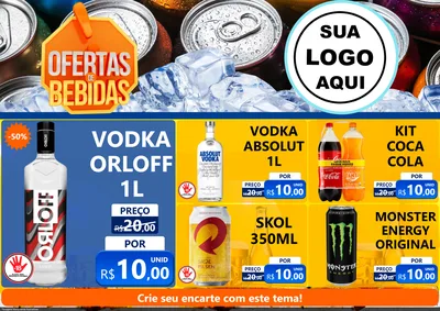 Modelo de Encarte para Encarte A4 Horizontal com o tema Ofertas de Bebidas para Distribuidora de bebidas