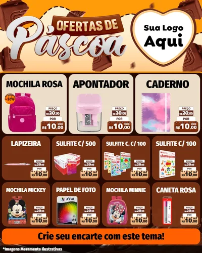 Modelo de Rede Social para Feed Instagram com o tema Ofertas de Páscoa para Papelaria