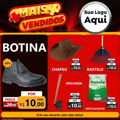 Modelo de Rede Social para Feed Facebook com o tema Mais Vendidos para Agropecuária