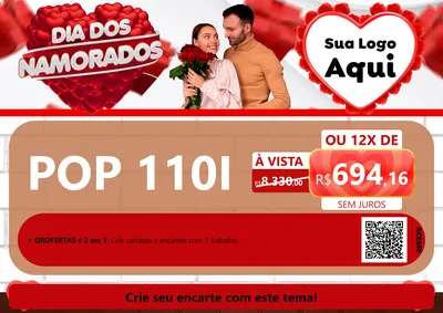 Modelo de Cartaz para Cartaz A4 Horizontal com o tema Dia dos Namorados para Concessionaria de Motos