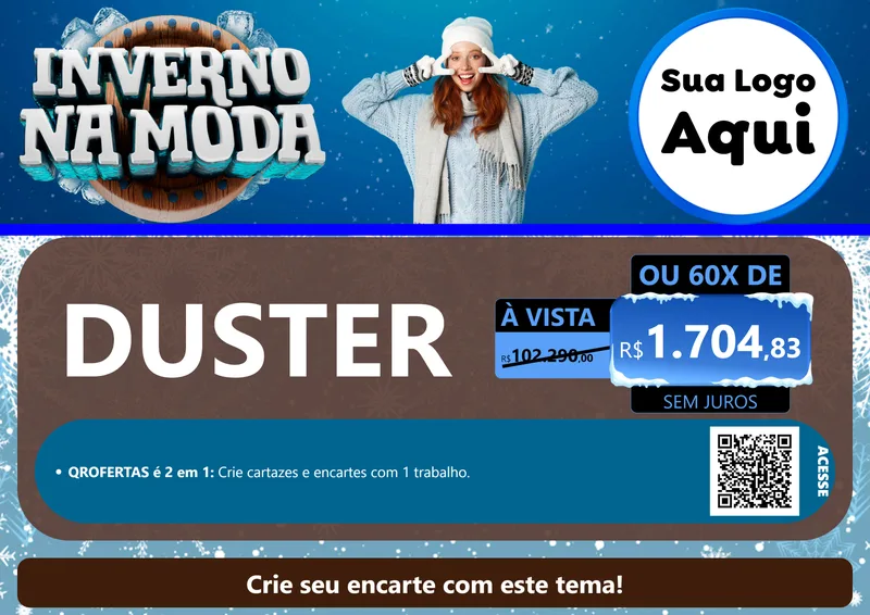 Modelo de Cartaz para Cartaz A4 Horizontal com o tema Inverno na Moda para Concessionaria de Carros