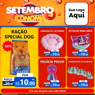 Modelo de Rede Social para Feed Facebook com o tema Operação Setembro Com Muita Economia para Pet Shop