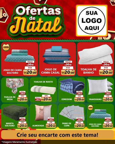 Modelo de Rede Social para Feed Instagram com o tema Ofertas de Natal para Cama, Mesa e Banho