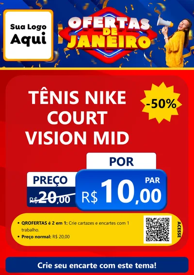 Modelo de Cartaz para Cartaz A4 Vertical com o tema Ofertas de Janeiro para Calçados