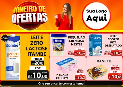 Modelo de Encarte para Encarte A4 Horizontal com o tema Janeiro de Ofertas para Frios e Laticínios