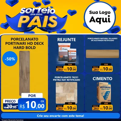 Modelo de Rede Social para Feed Facebook com o tema Sorteio Dia dos Pais para Pisos e revestimentos