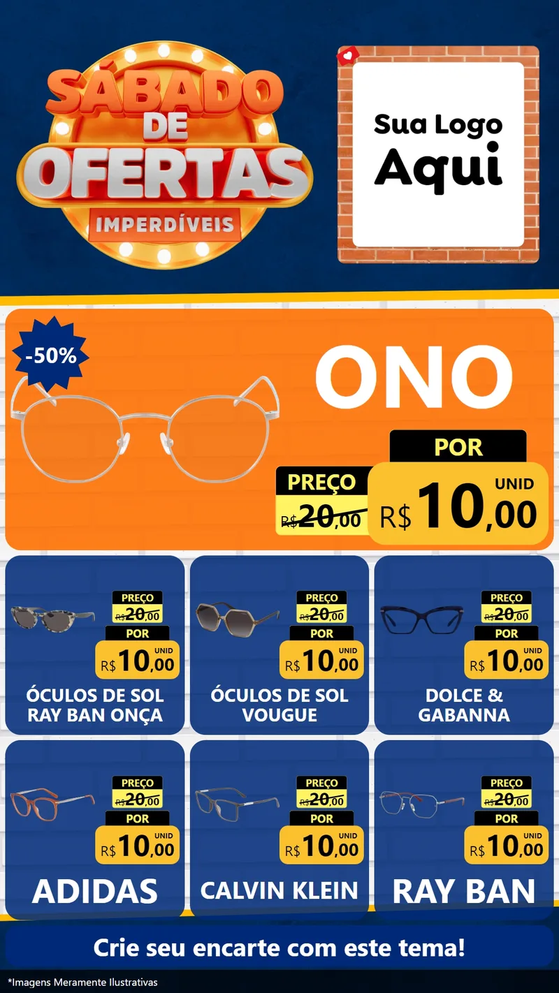 Modelo de Rede Social para Stories com o tema Sábado de Ofertas Imperdíveis para Óticas