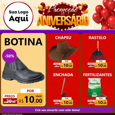 Modelo de Rede Social para Feed Facebook com o tema Promoção de Aniversário para Agropecuária