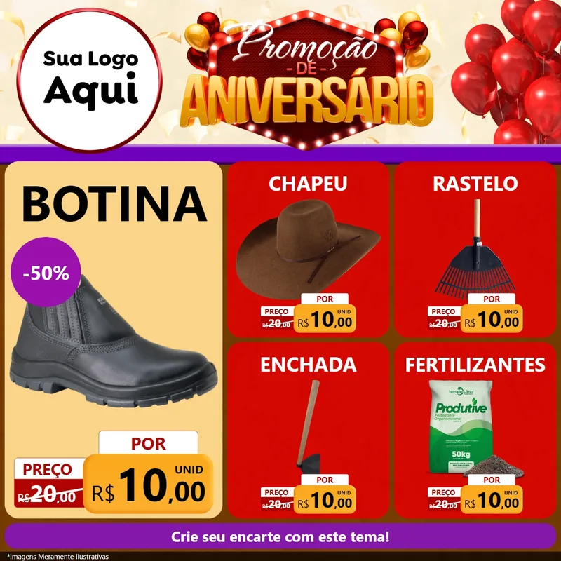 Modelo de Rede Social para Feed Facebook com o tema Promoção de Aniversário para Agropecuária