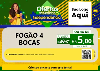 Modelo de Cartaz para Cartaz A4 Horizontal com o tema Ofertas da Semana da Independência para Móveis e Eletro