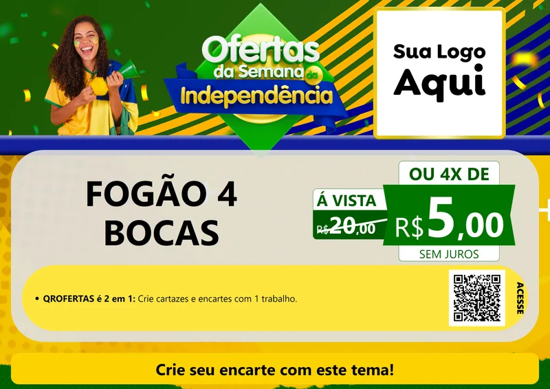 Modelo de Cartaz para Cartaz A4 Horizontal com o tema Ofertas da Semana da Independência para Móveis e Eletro