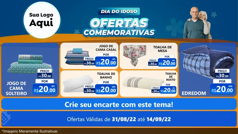 Modelo de TV para TV Horizontal com o tema Dia do Idoso para Cama, Mesa e Banho