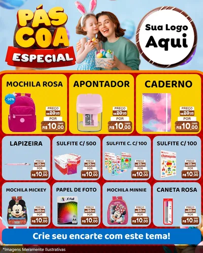 Modelo de Rede Social para Feed Instagram com o tema Páscoa Especial para Papelaria