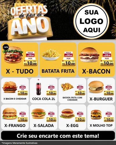 Modelo de Rede Social para Feed Instagram com o tema Ofertas de Fim de Ano para Hamburgueria