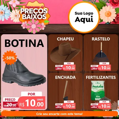 Modelo de Rede Social para Feed Facebook com o tema Primavera de Preços Baixos para Agropecuária
