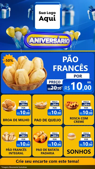 Modelo de Rede Social para Stories com o tema Aniversário para Padaria