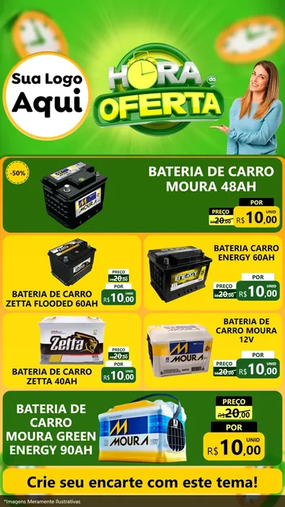 Modelo de TV para TV Vertical com o tema Hora da Oferta para Baterias Elétricas