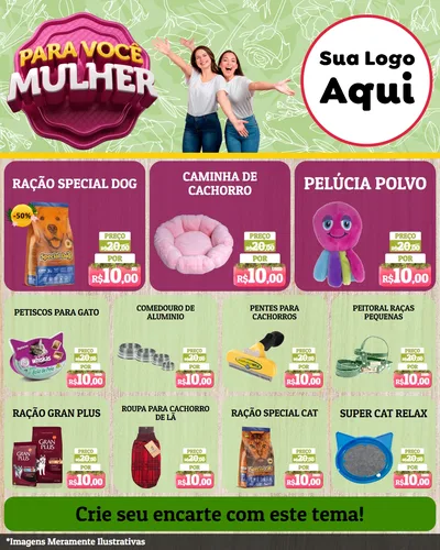 Modelo de Rede Social para Feed Instagram com o tema Para Você Mulher para Pet Shop
