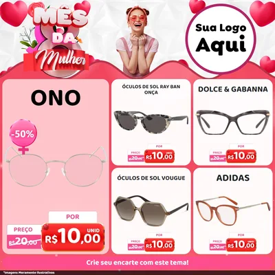 Modelo de Rede Social para Feed Facebook com o tema Mês da Mulher para Óticas