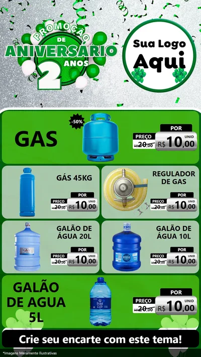 Modelo de TV para TV Vertical com o tema Promoção de Aniversário - 2 Anos para Água e gás