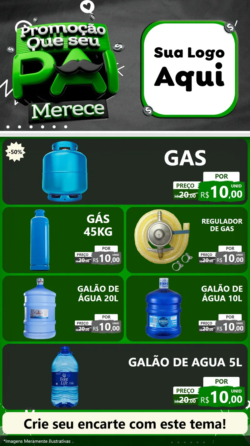 Modelo de TV para TV Vertical com o tema Promoção Que seu Pai Merece para Água e gás