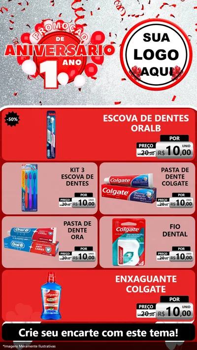 Modelo de TV para TV Vertical com o tema Promoção de Aniversário - 1 Ano para Higiene Pessoal