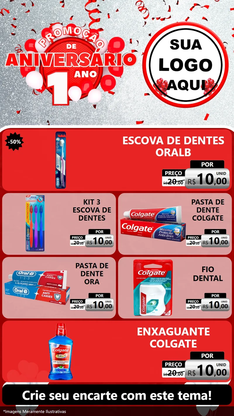 Modelo de TV para TV Vertical com o tema Promoção de Aniversário - 1 Ano para Higiene Pessoal