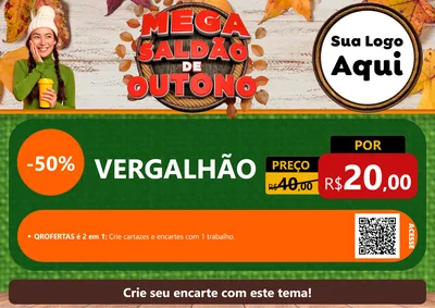 Modelo de Cartaz para Cartaz A4 Horizontal com o tema Mega Saldão de Outono para Ferragens