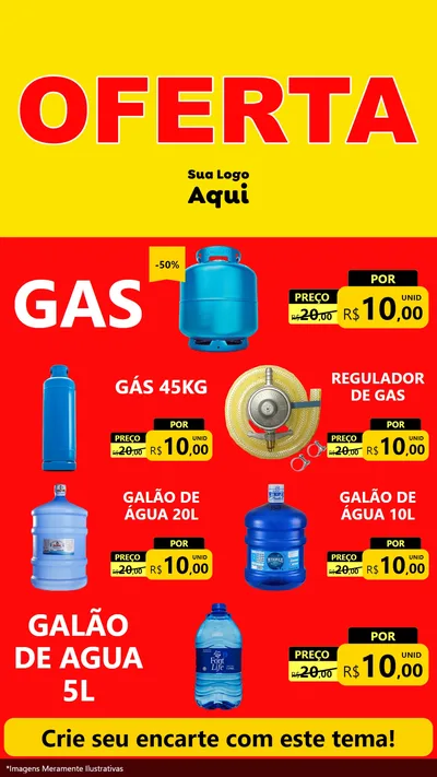 Modelo de TV para TV Vertical com o tema OFERTA - Vermelho Cartaz para Água e gás