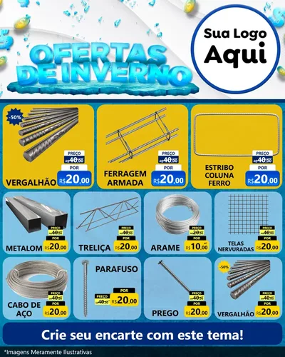 Modelo de Rede Social para Feed Instagram com o tema Ofertas de Inverno para Ferragens