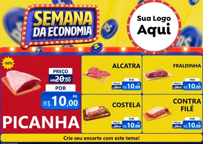 Modelo de Encarte para Encarte A4 Horizontal com o tema Semana da Economia para Açougue