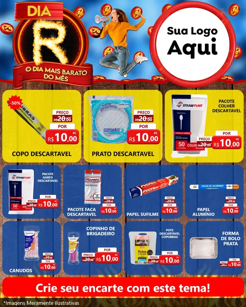 Modelo de Rede Social para Feed Instagram com o tema Dia R - O Dia Mais Barato Do Mês para Embalagens
