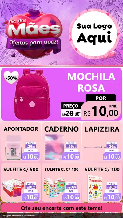 Modelo de Rede Social para Stories com o tema Dia das Mães Ofertas para Você! para Papelaria