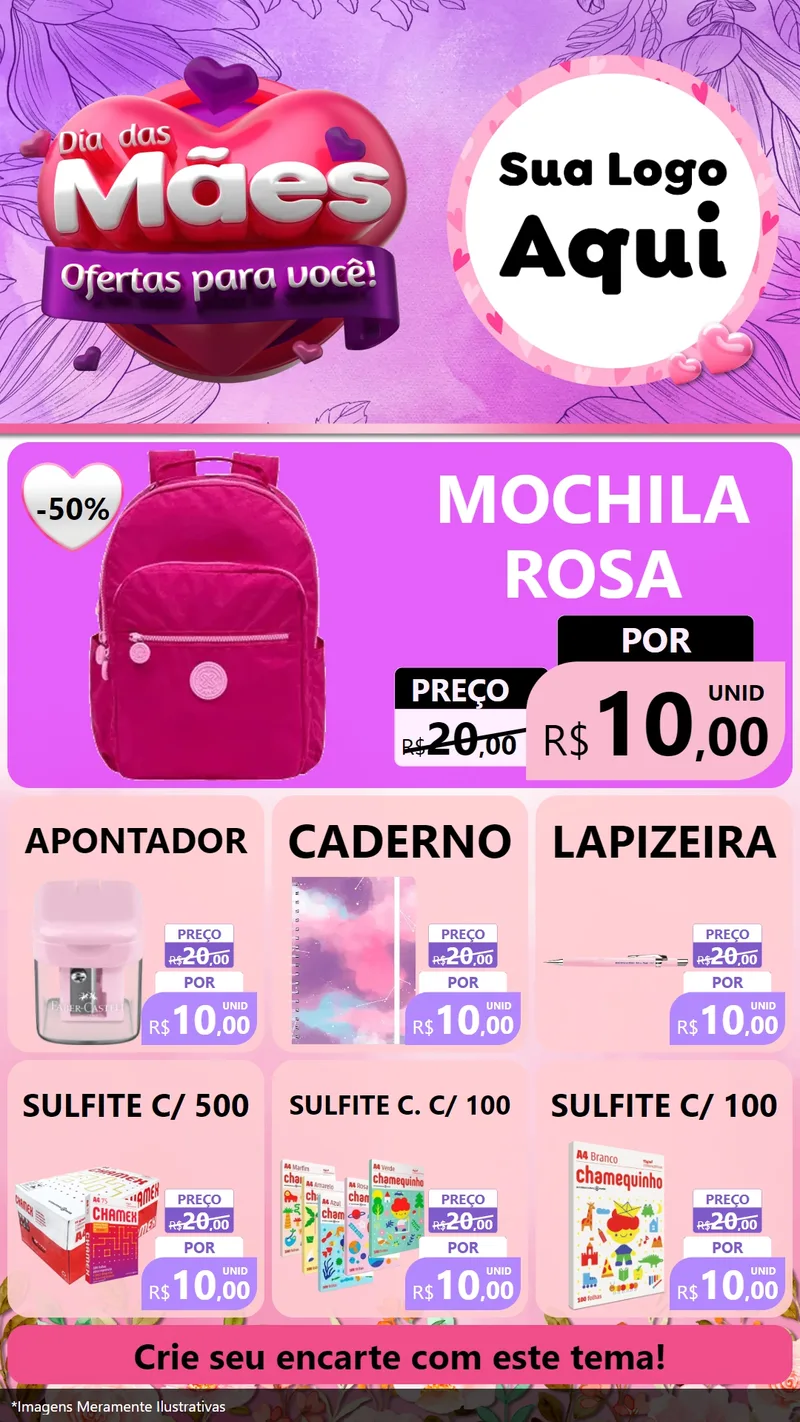 Modelo de Rede Social para Stories com o tema Dia das Mães Ofertas para Você! para Papelaria