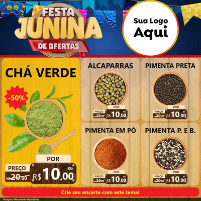 Modelo de Rede Social para Feed Facebook com o tema Festa Junina de Ofertas para Produtos Naturais
