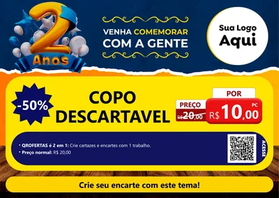 Modelo de Cartaz para Cartaz A4 Horizontal com o tema Aniversário de 2 anos para Embalagens