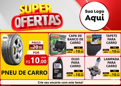 Modelo de Encarte para Encarte A4 Horizontal com o tema Super Ofertas para Auto peças