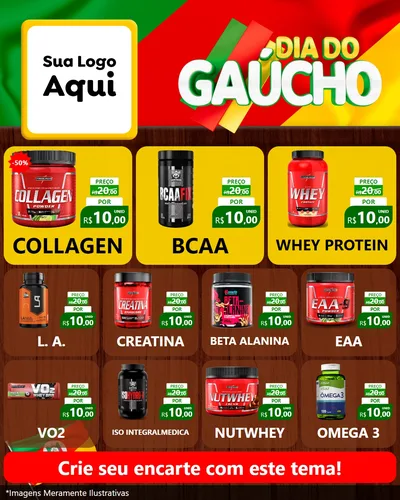 Modelo de Rede Social para Feed Instagram com o tema Dia do Gaúcho para Suplementos alimentares