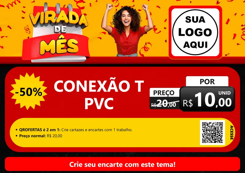 Modelo de Cartaz para Cartaz A4 Horizontal com o tema Virada de Mês para Tubos e conexões