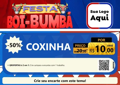 Modelo de Cartaz para Cartaz A4 Horizontal com o tema Festa Boi Bumbá para Salgadaria