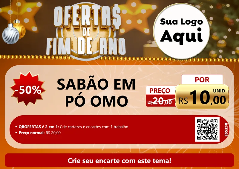 Modelo de Cartaz para Cartaz A4 Horizontal com o tema Ofertas de Fim de Ano para Produtos de Limpeza