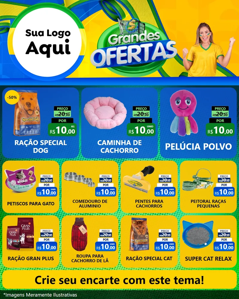 Modelo de Rede Social para Feed Instagram com o tema Grandes Ofertas para Pet Shop