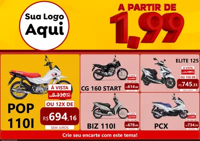 Modelo de Encarte para Encarte A4 Horizontal com o tema A Partir de Um e Noventa e Nove - 1,99 para Concessionaria de Motos