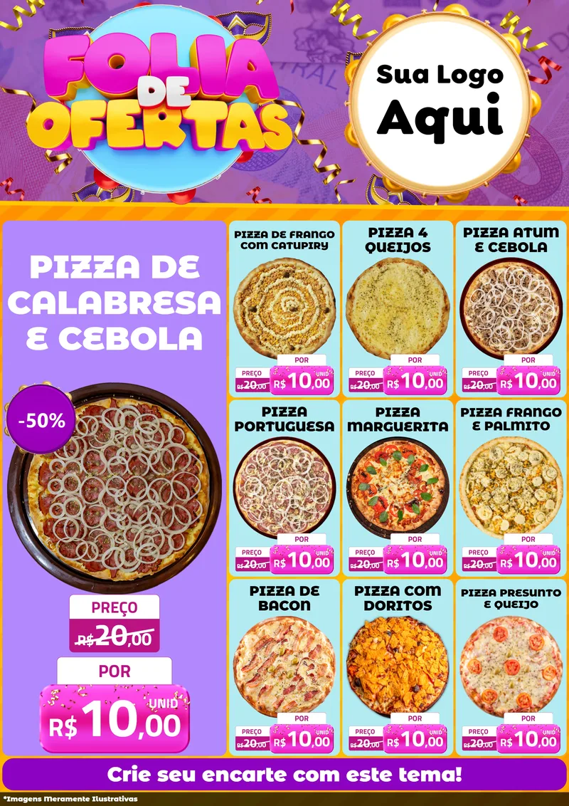 Modelo de Encarte para Encarte A4 Vertical com o tema Folia de Ofertas para Pizzaria