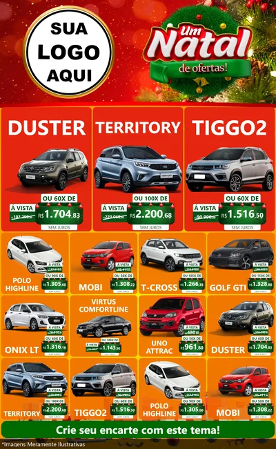 Modelo de Encarte para Encarte Grande com o tema Um Natal de Ofertas para Concessionaria de Carros