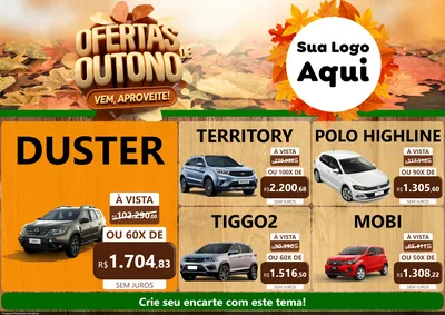 Modelo de Encarte para Encarte A4 Horizontal com o tema Ofertas de Outono - Vem, Aproveite! para Concessionaria de Carros